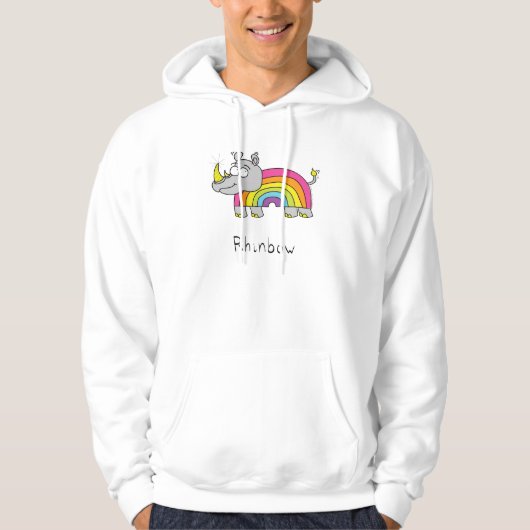 Veste À Capuche Drôle Rhino Rainbow Cute Kids Cartoon (Devant)