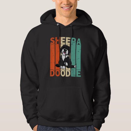 Veste À Capuche Drôle Sheepadoodle Black Poodle Retro Doodle (Devant)