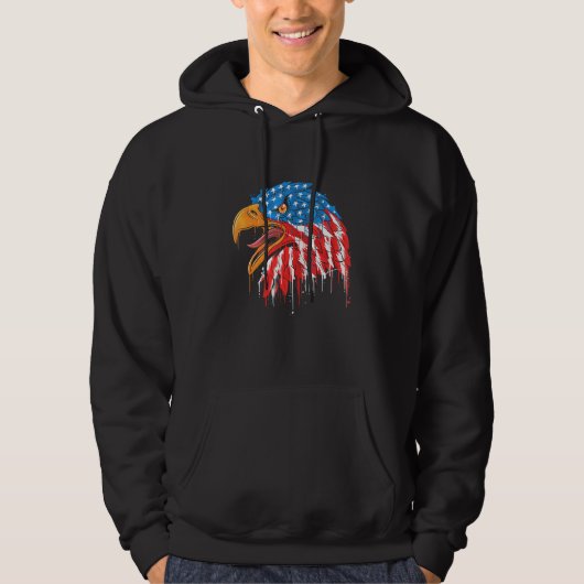Veste À Capuche Eagle Independence Usa Drapeau Amérique (Devant)