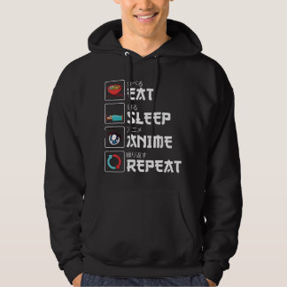 Veste À Capuche Eat Sleep Anime Repeat Funny Manga Otaku Girls Boy