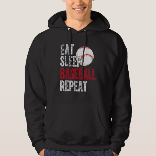 Veste À Capuche Eat Sleep Baseball Repeat Baseball Player  Basebal (Devant)