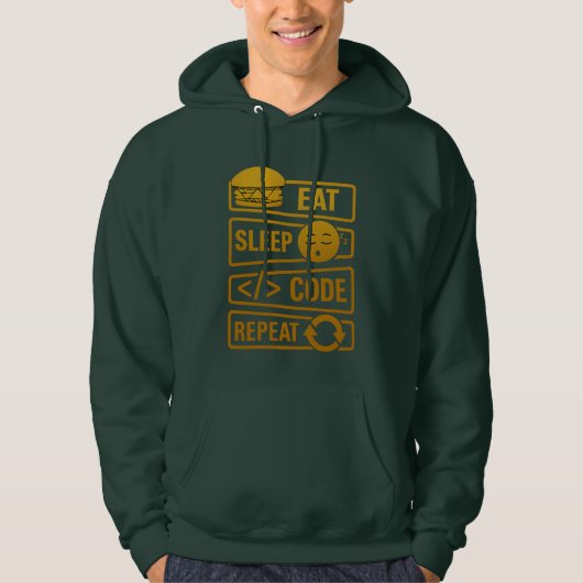 Veste À Capuche Eat Sleep Code Repeat – Gold Tech Lifestyle Design (Devant)