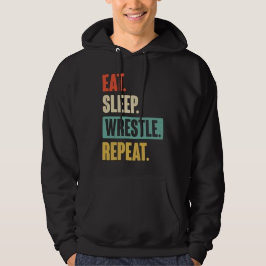 Veste À Capuche Eat Sleep Wrestle Repeat  Wrestler Wrestling (Devant)