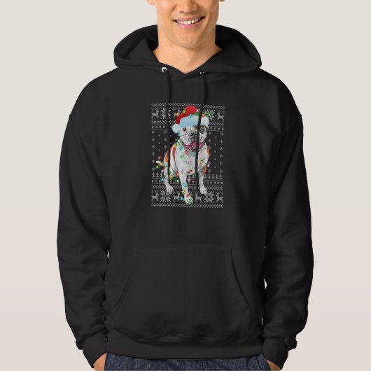 Veste À Capuche Éclairage de Noël chapeau laide Chien de taureau a (Devant)