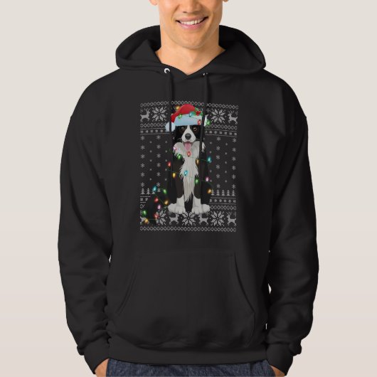 Veste À Capuche Éclairage de Noël Chapeau Vilain frontière Collie (Devant)