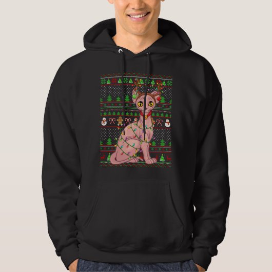 Veste À Capuche Éclairage de style doux Xmas Sphynx Chat Christ (Devant)