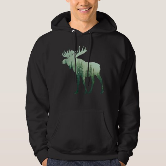 Veste À Capuche Élan Cerf Et Forêt Nature (Devant)