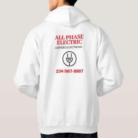 Veste À Capuche Électricien Professionnel Publicité (Dos)