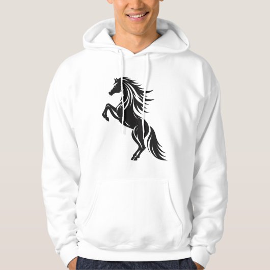 Veste À Capuche Elégant Cheval d'élevage Silhouette Design (Devant)