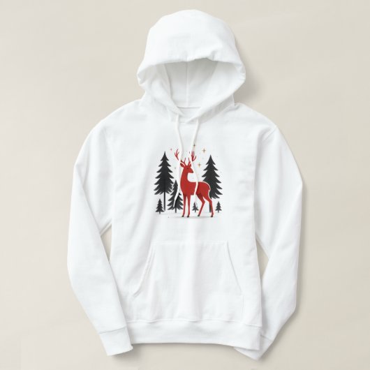 Veste À Capuche Elegant Red Deer Christmas Hoodie – Minimal Winter (Design devant)