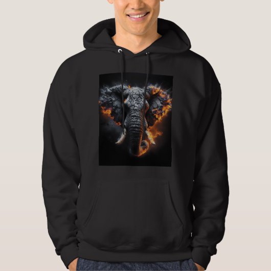 Veste À Capuche Élément Éléphant – Œuvre d'art représentant un élé (Devant)