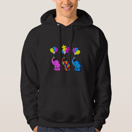 Veste À Capuche Eléphant bleu sensibilisation sur l'autisme (Devant)