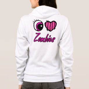 Veste À Capuche Emo Coeur des yeux J'aime les zombies