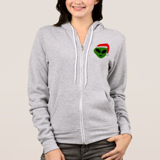 Veste À Capuche emoji alien père Noël vert (Devant)
