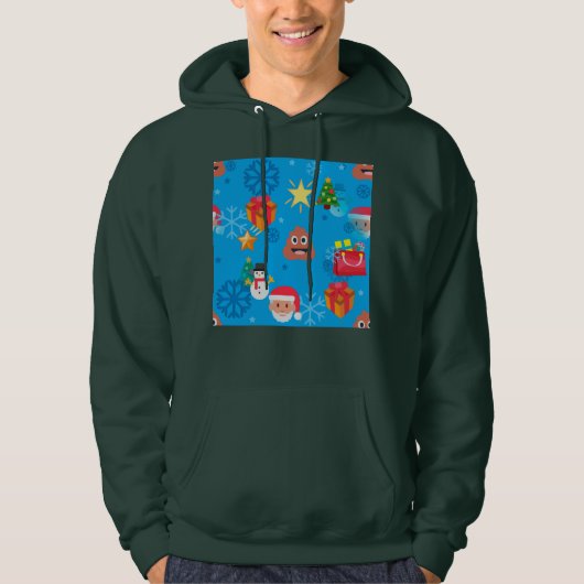 Veste À Capuche émoticône de Noël bleu (Devant)