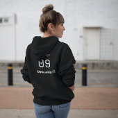 Veste À Capuche England Black White Back Print Custom Name