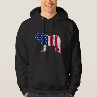 Veste À Capuche English Bulldog Dog Lovers American Flag 4th of Ju