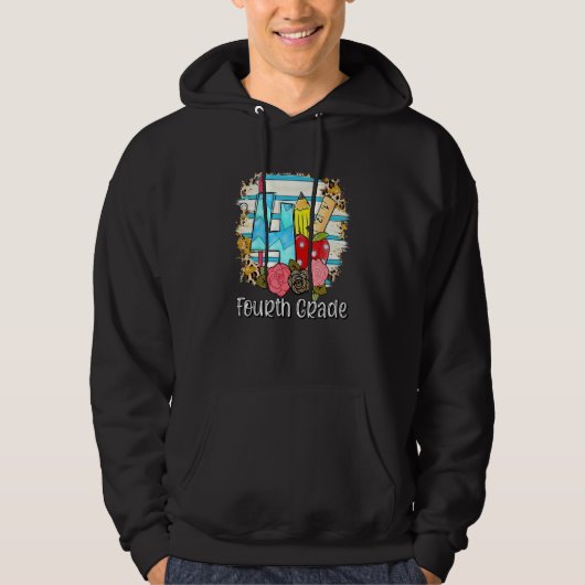 Veste À Capuche Enseignant de 4e année 4e année Retour à l'école (Devant)