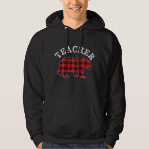 Veste À Capuche ENSEIGNANT Ours ROUGE Buffalo noir Plaid Mama Chec