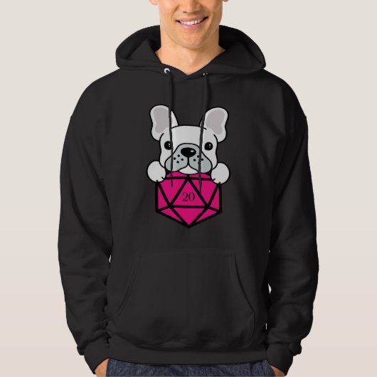 Veste À Capuche Ensemble de dés polyédriques D20 rose pour chien m (Devant)