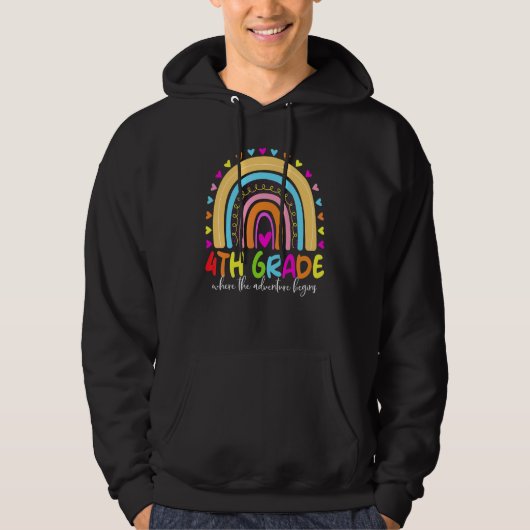 Veste À Capuche Équipe d'enseignants arc-en-ciel de 4e année Équip (Devant)