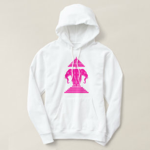 Veste À Capuche Erawan rose trois éléphant en tête Lao / Laos Drap