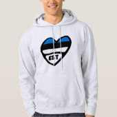 Veste À Capuche Estonie Code Pays Coeur Drapeau, EST (Devant)