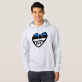 Veste À Capuche Estonie Code Pays Coeur Drapeau, EST (Devant entier)