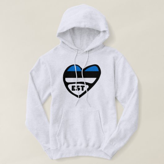 Veste À Capuche Estonie Code Pays Coeur Drapeau, EST (Design devant)