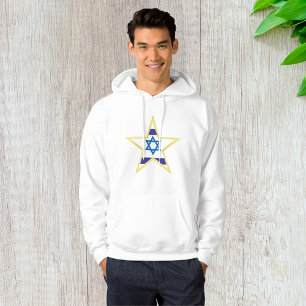 Veste À Capuche Étoile de David Drapeau Israélien avec Bordure Dor