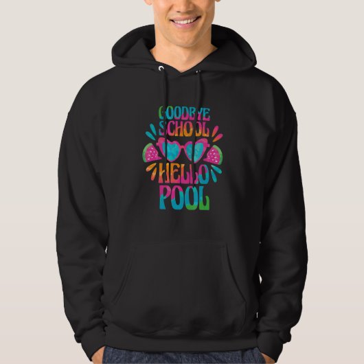 Veste À Capuche Étudiant d'été Bye Bye école Hello Pool (Devant)
