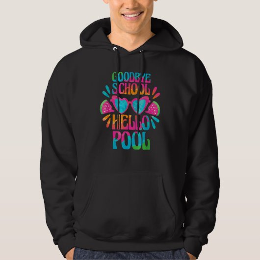 Veste À Capuche Étudiant d'été Bye Bye école Hello Pool (Devant)