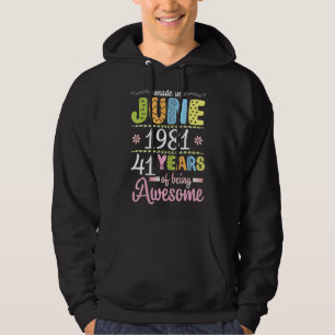 Veste À Capuche Fabriqué En Juin 1981 Fleurs Anniversaire 41 Ans D