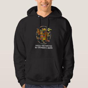 Veste À Capuche Facilement Distrait Par Dragon Et Livres Pour Drag