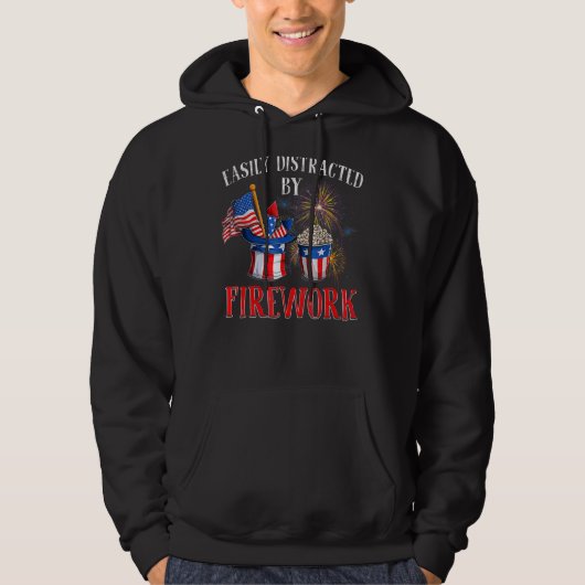 Veste À Capuche Facilement Distrait Par Firework Usa Independence (Devant)