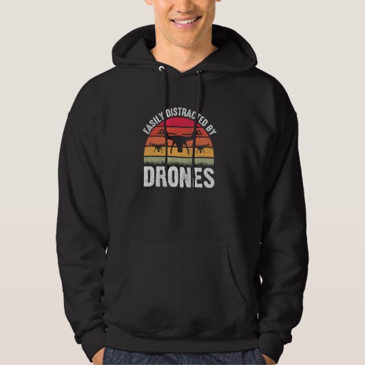 Veste À Capuche Facilement distrait par les drones Enthousiaste pi (Devant)