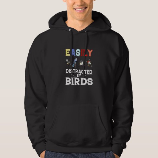 Veste À Capuche Facilement Distrait Par Les Oiseaux (Devant)