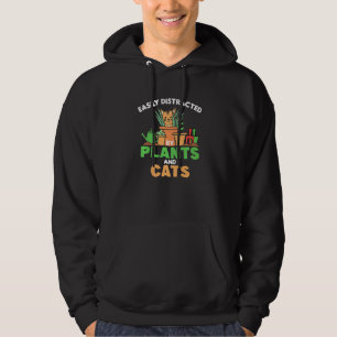 Veste À Capuche Facilement Distrait Par Les Plantes Et Les Chats C