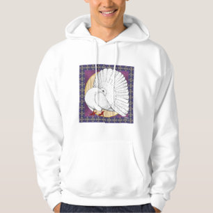 Veste À Capuche Fantail Pigeon Blanc avec Arrière - plan
