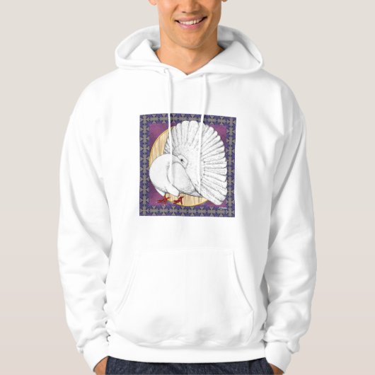 Veste À Capuche Fantail Pigeon Blanc avec Arrière - plan (Devant)