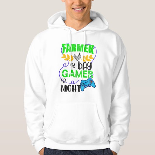Veste À Capuche Farmer by Day Gamer by Night (Devant)