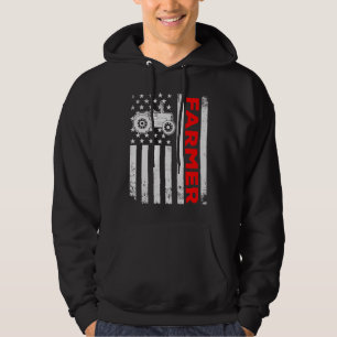 Veste À Capuche Ferme Tracteurs USA Drapeau Agriculture patriotiqu