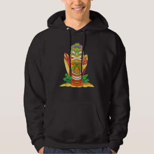 Veste À Capuche Fête Luau Planche de Surf Statue Polynésienne Masq