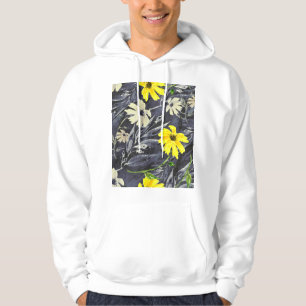 Veste À Capuche Feuilles d'automne, baies : motif d'aquarelle.