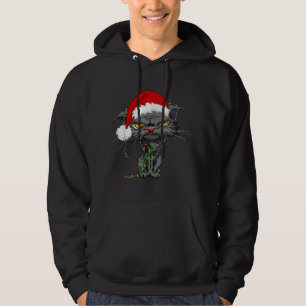 Veste À Capuche Feux de Noël de chat Bored Chat Santa Hat Funny Ch