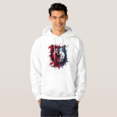 Veste À Capuche Fierce Alpha Wolf - Rouge & Bleu Splatz Art | Sauv (Devant entier)