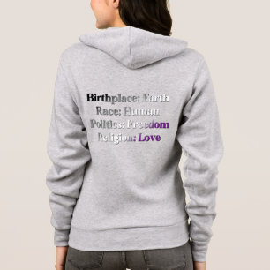 Veste À Capuche Fierté asexuelle - Lieu de naissance : Terre. Race