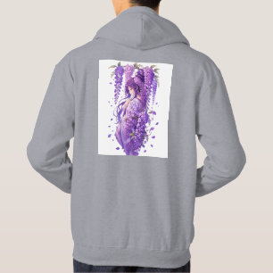 Veste À Capuche Fille d'anime Fleur de Glycine Violette Art