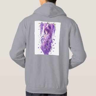 Veste À Capuche Fille d'anime Fleur de Glycine Violette Art