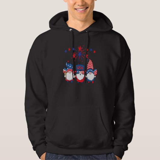 Veste À Capuche Firework 4 juillet Gnomes Drapeau Américain Usa Ou (Devant)
